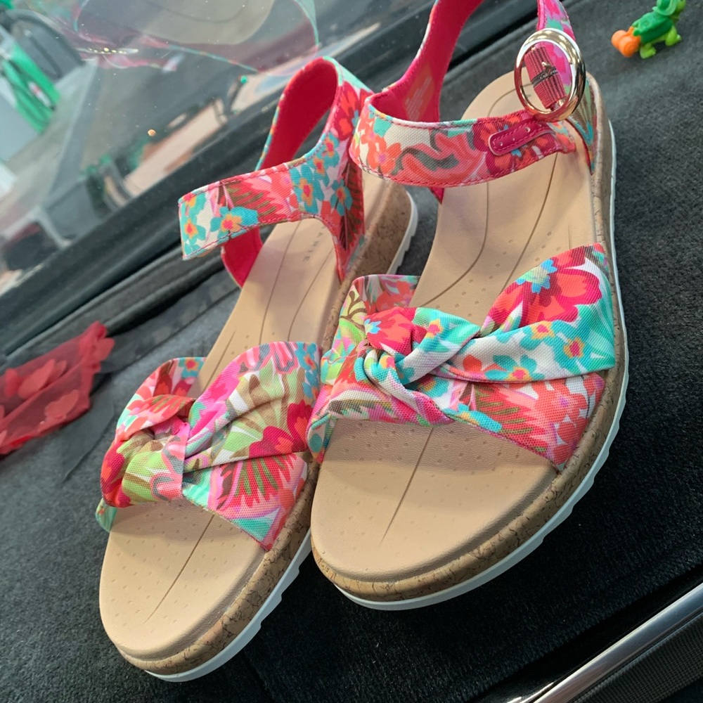 Alex Marie Pink and Blue Floral Sandals